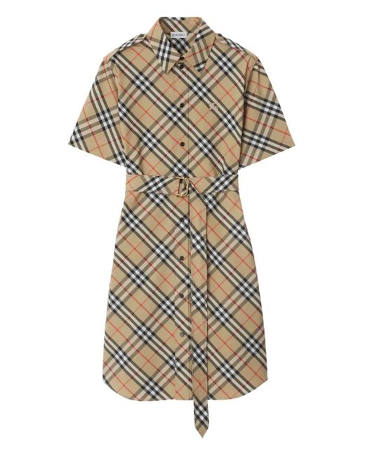 Burberry White Check Cotton Shirt Dress