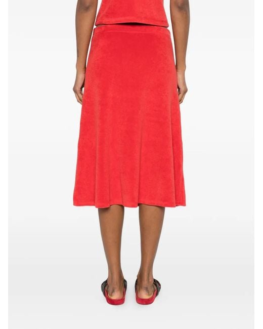 Suzie Kondi Red Sienna Terry-Cloth Midi Skirt