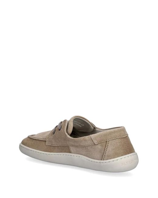 Fly London White Suede Lace-Up Loafers