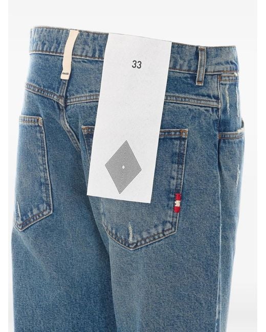 AMISH Blue James Distressed Straight-Leg Jeans for men