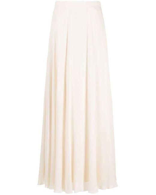 Ralph Lauren Collection White A-line Crepe Maxi Skirt