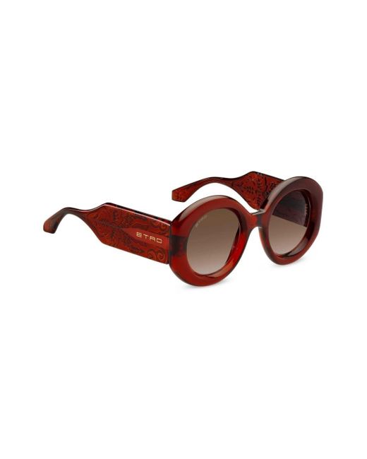 Etro Brown Paisley-print Round-frame Sunglasses