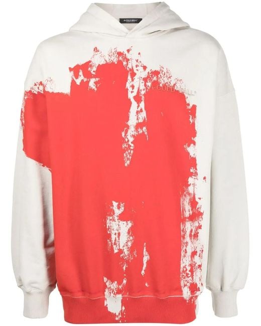 A_COLD_WALL* Red Paint-Effect Cotton Hoodie for men