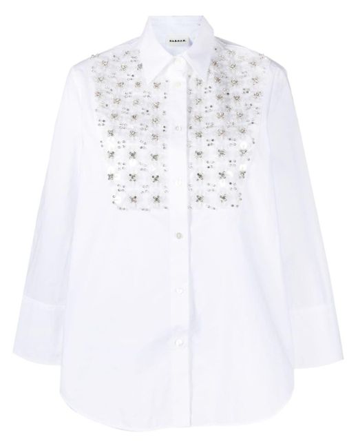 P.A.R.O.S.H. White Sequin-embellished Poplin Shirt