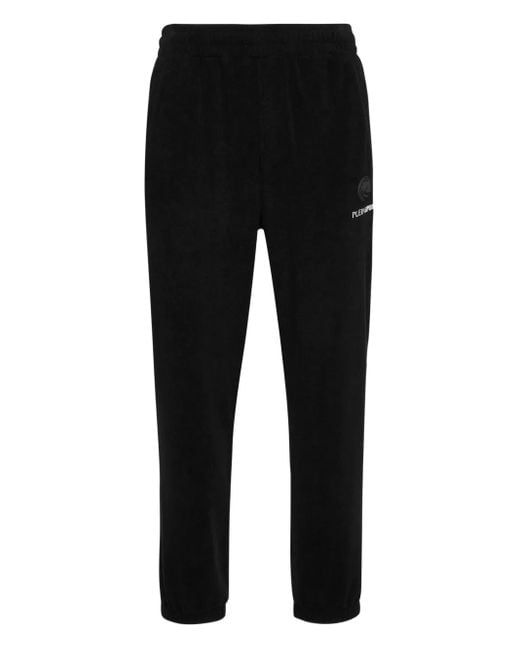 Philipp Plein Black Logo-Embroidered Fleece Track Pants for men