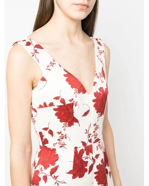 Emilia Wickstead Red Petrova Floral-Print Midi Dress
