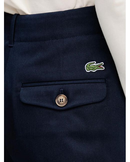 Lacoste Blue Pleated Logo-Patch Shorts