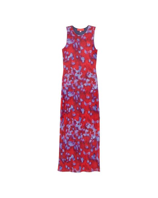 Eckhaus Latta Red Duet Abstract-Print Sleeveless Maxi Dress