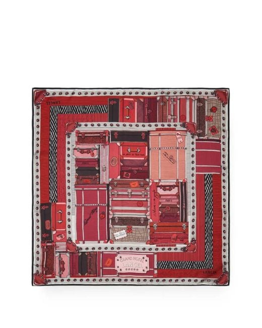 Lancel Red Grand Hotel Silk Scarf