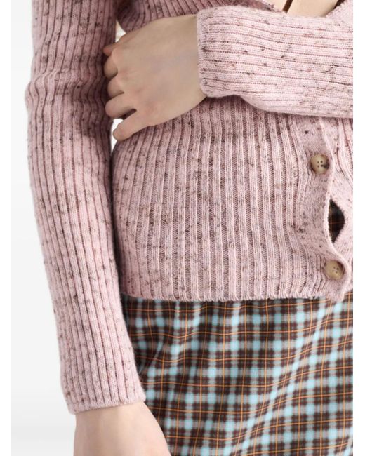 Prada Pink Rib-Knit Cardigan