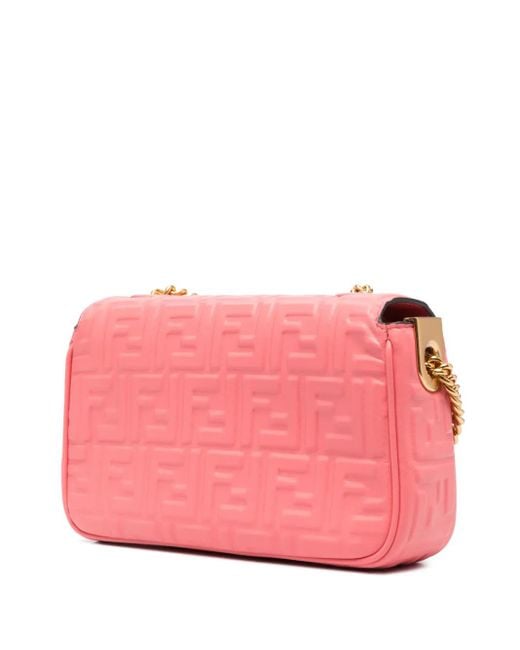 Fendi Pink Baguette Chain Midi Shoulder Bag
