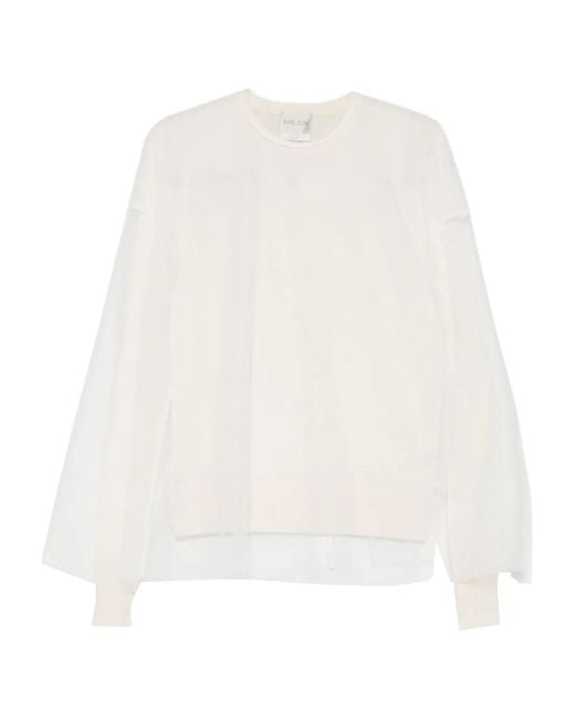 Forte_forte White Sheer-Panel Sweater