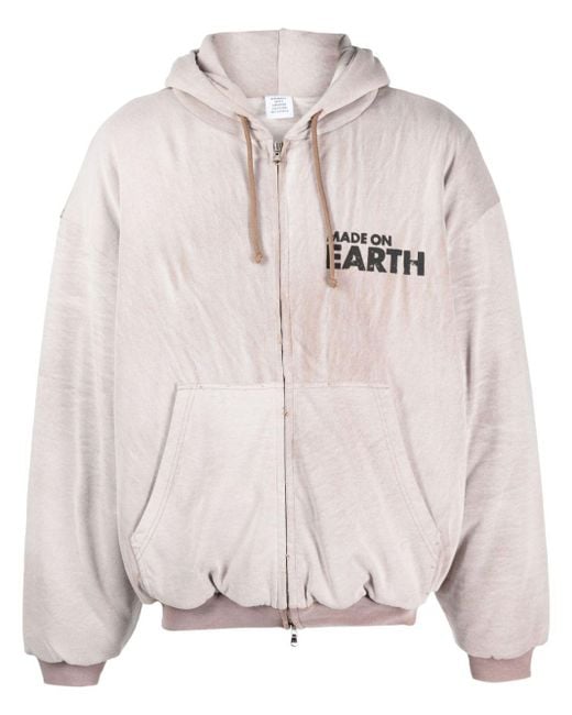 Vetements Pink Made On Earth Hooded Bomber Jacket