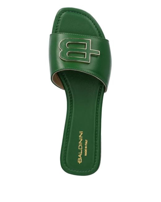 Baldinini Green Logo-Plaque Sandals