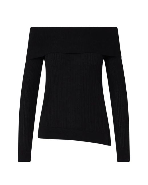 Liu Jo Black Wool Sweater With Bardot Neckline