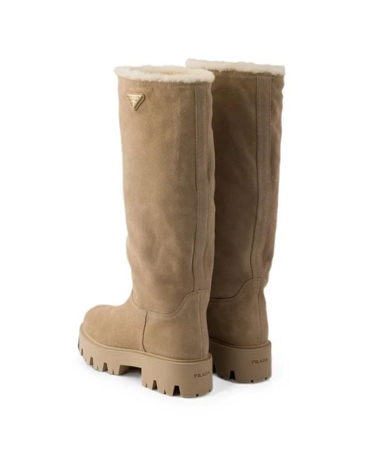 Prada Natural Suede Boots