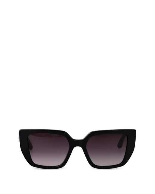 Karl Lagerfeld Black Logo-Plaque Geometric-Frame Sunglasses