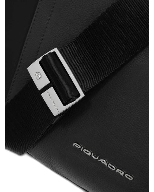 Piquadro Black Leather-Panelled Shoulder Bag