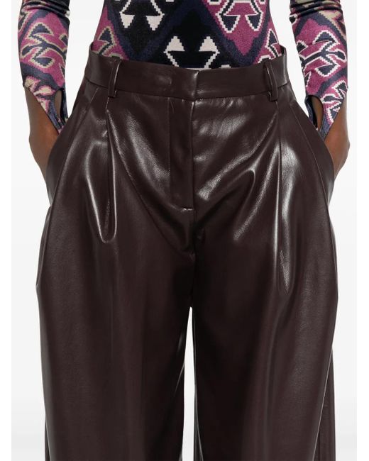 ANDAMANE Purple Pleated Leather Trousers