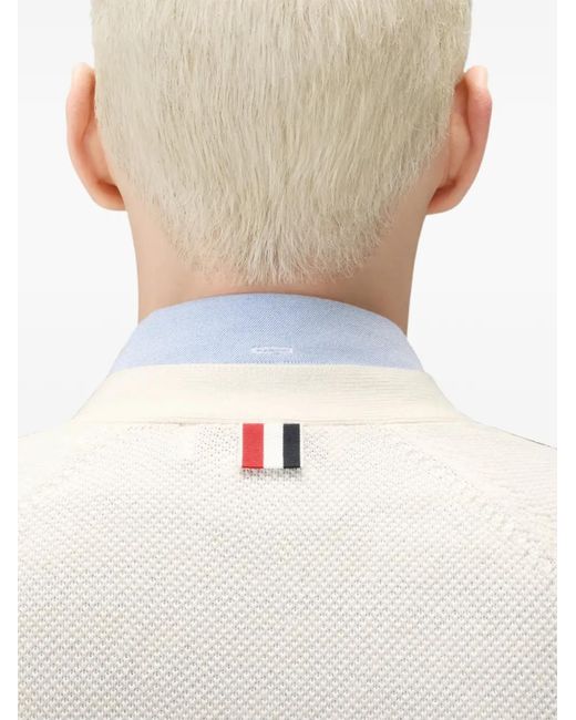 Thom Browne White 4-Bar Relaxed-Fit Cardigan for men