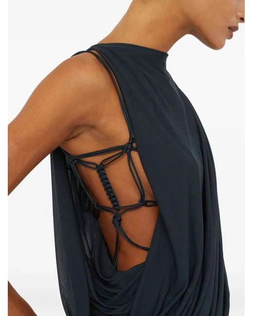 Christopher Esber Blue Macrame Silk Knot Top