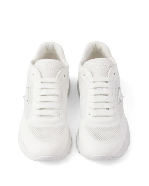 Prada White Prax 2.0 Low-Top Sneakers