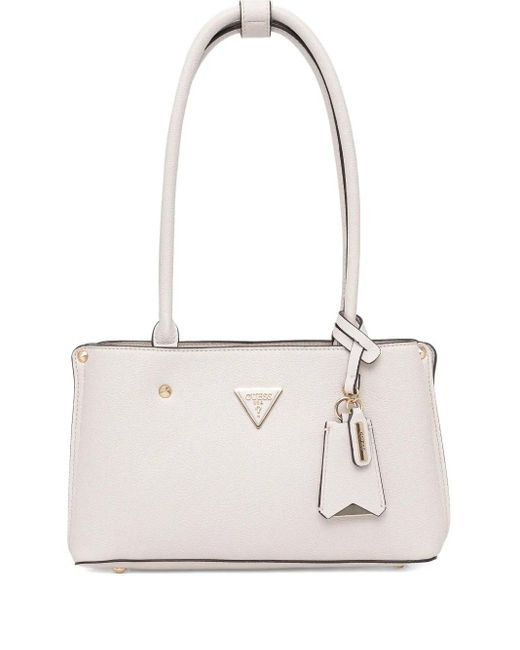 Guess White Meridian Logo-Charm Tote Bag