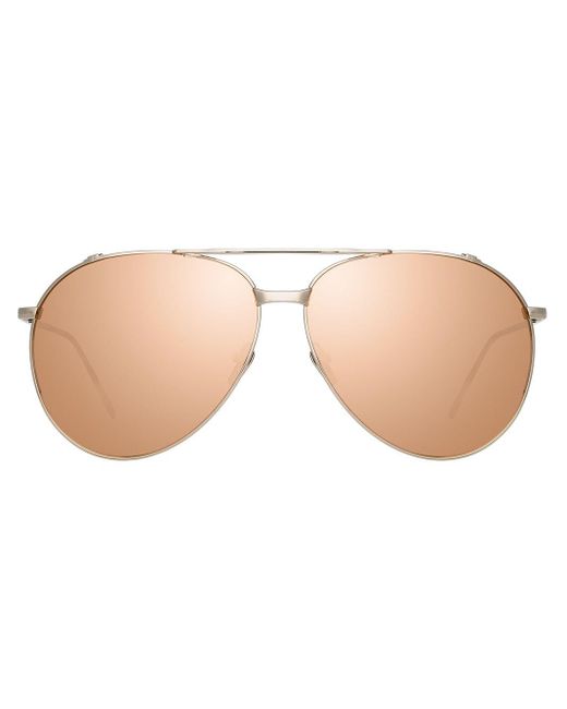 Linda Farrow Metallic Sonnenbrille im Aviator-Design