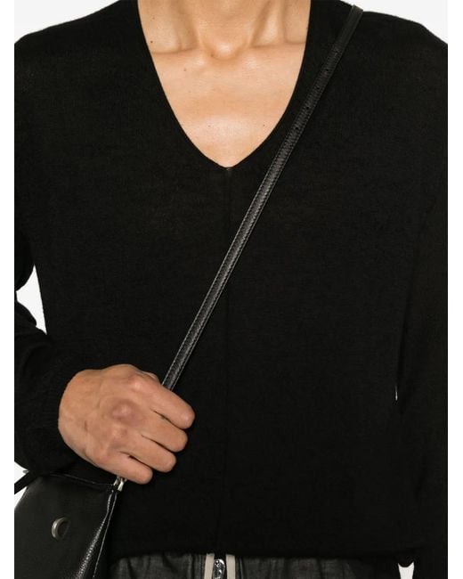 Rick Owens Black V-Neck Sweater for men