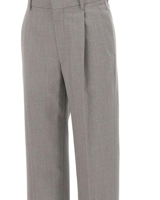 Victoria Beckham ダブルプリーツ ウールパンツ Gray