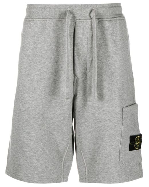 Pantalones cortos de chándal con distintivo Compass Stone Island de hombre de color Gray