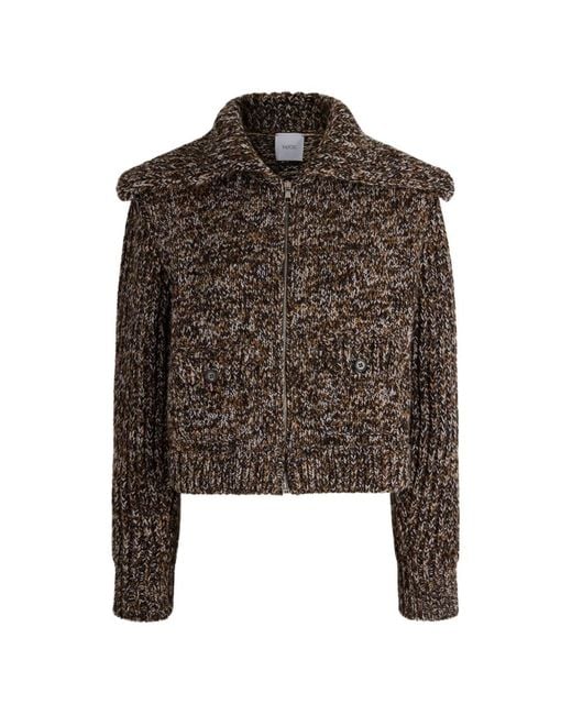 Patou Brown Ribbed-Knit Zipped Jacket