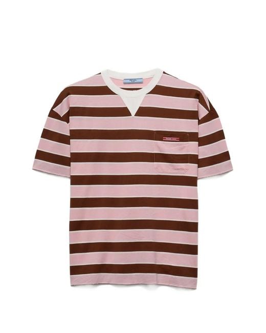 Prada Red Bayadere Striped Pocket T-Shirt