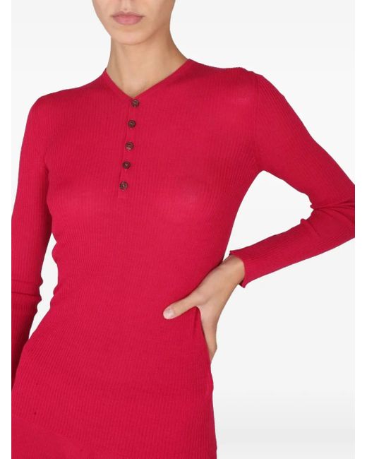 DSquared² Red Button Ribbed Sweater