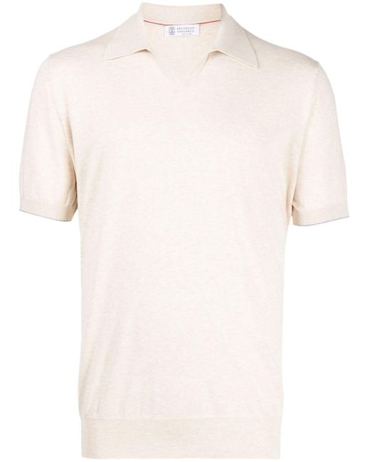 Brunello Cucinelli Natural Short-sleeved Cotton Polo Shirt for men