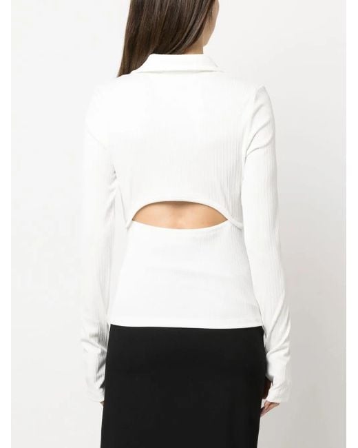 Helmut Lang White Cut-Out Knitted Top
