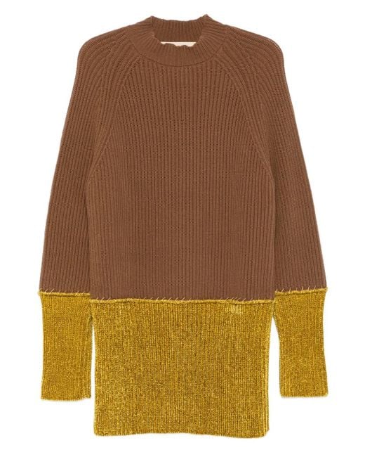 Maglione A Coste Con Design Color-Block di Marni in Brown