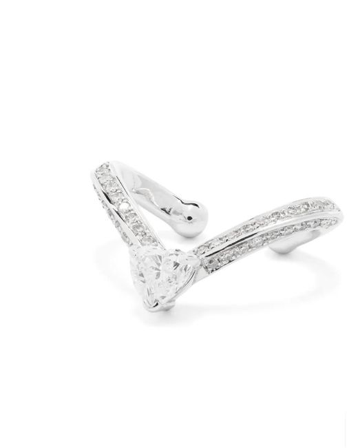 SHAY White 18K Heart Chevron Diamond Ear Cuff