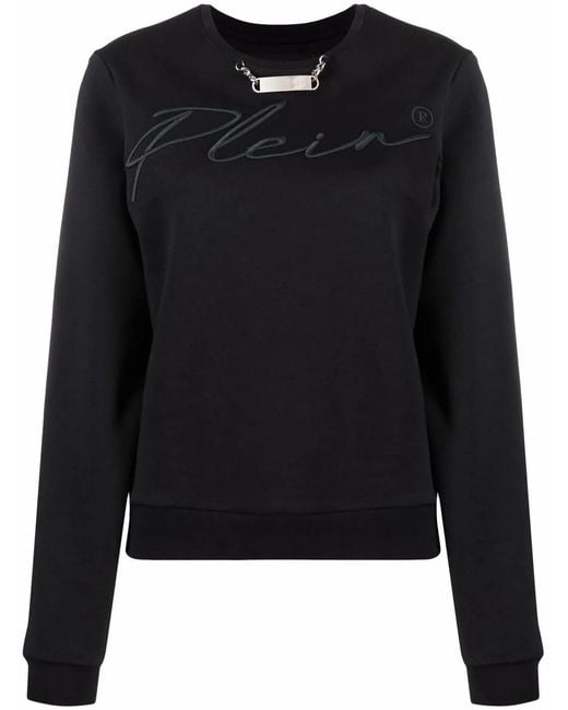 Philipp Plein Black Logo-Embroidered Lounge Sweatshirt