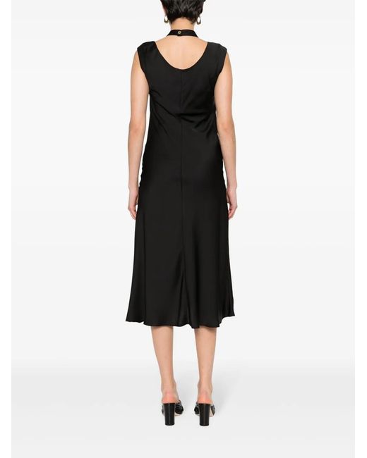Pinko Black Ruched-Detail Midi Dress