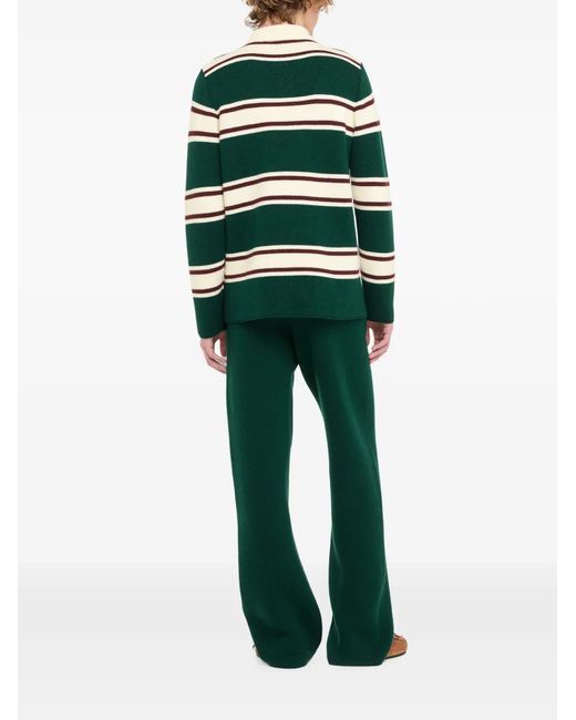 Alanui Green Striped Polo Shirt for men