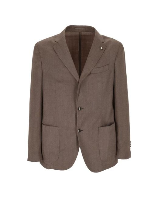 L.b.m. 1911 Brown Herringbone-Weave Blazer for men