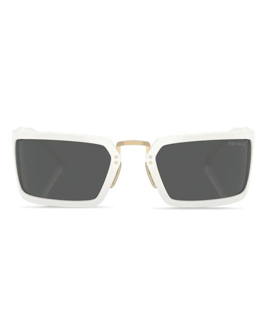 Prada Gray Logo-Engraved Square-Frame Sunglasses for men