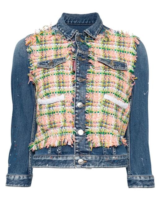Chaqueta vaquera con motivo de salpicadura de pintura DSquared² de color Blue