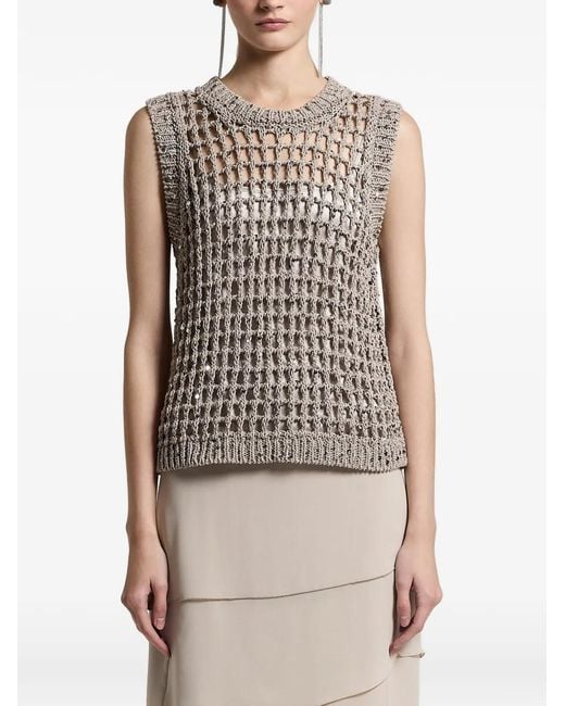 Peserico Natural Open-Knit Top