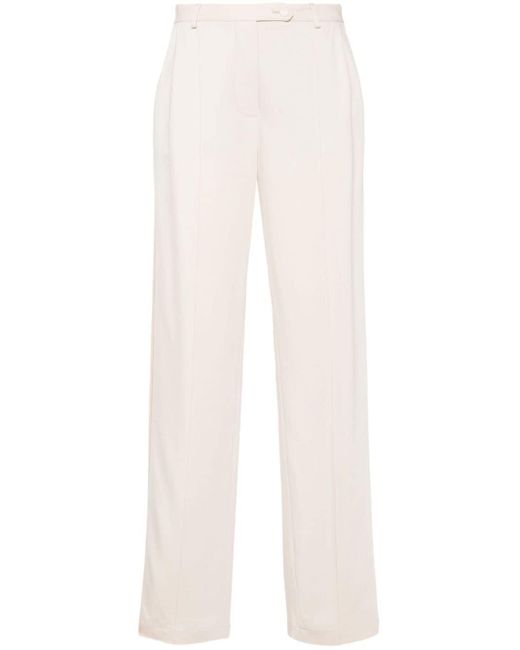 Styland White Grosgrain-trim Straight Trousers
