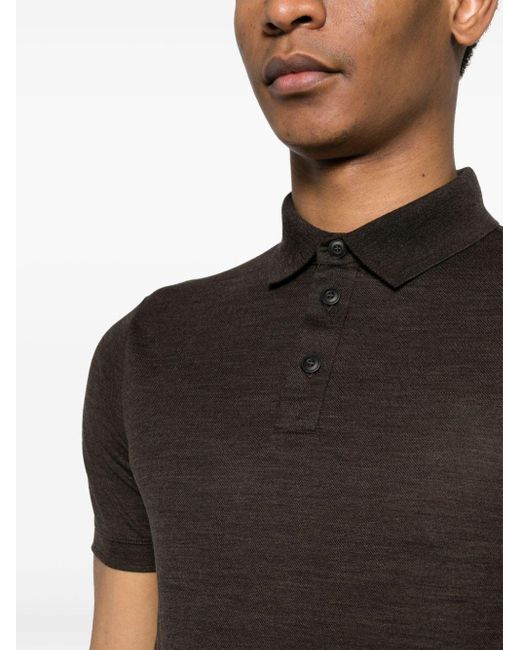Giorgio Armani Black Wool Polo Shirt for men