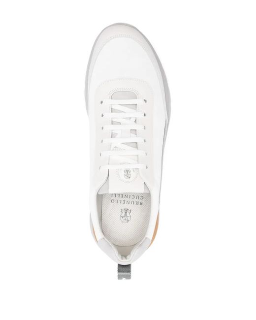 Brunello Cucinelli White Leather Sneakers for men