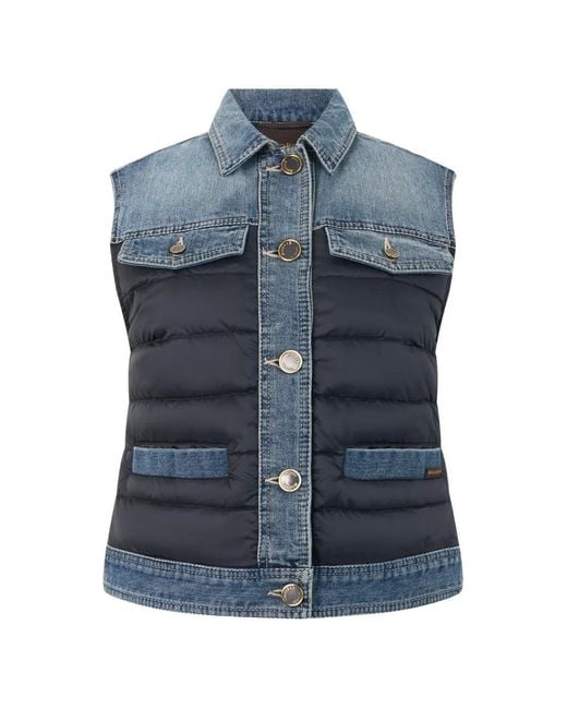 Moorer Blue Quilted Panelled Gilet