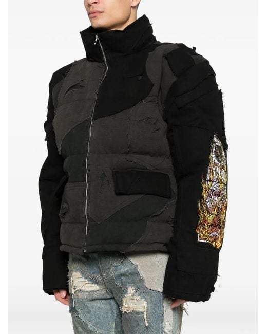 Who Decides War Black Patchwork Pocket Jacket for men